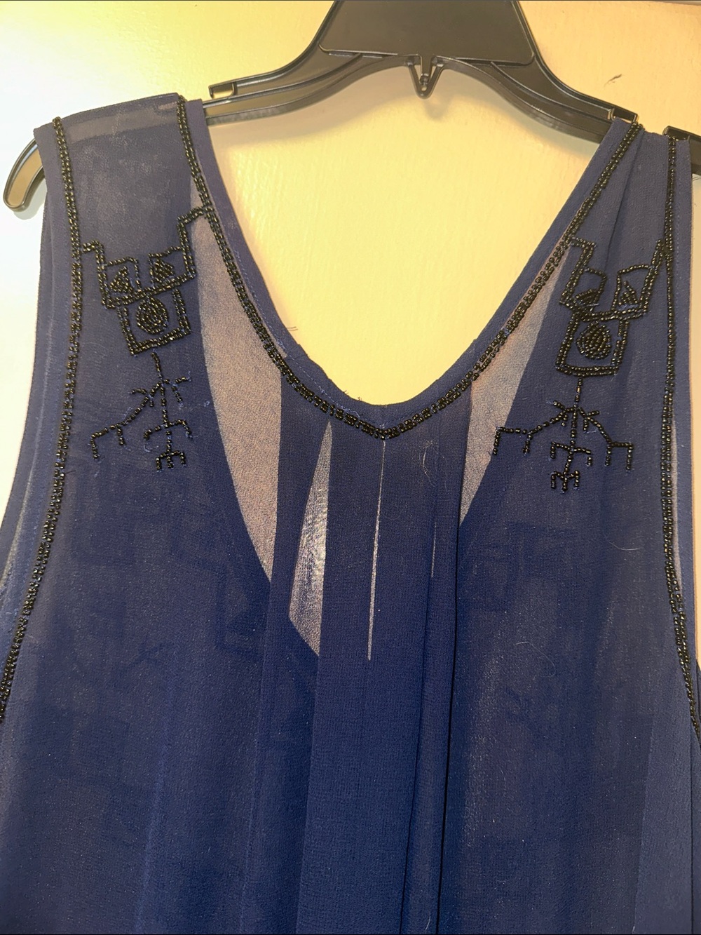 Free People Navy Sheer Tunic with Beaded Accents - Picture 7 of 11